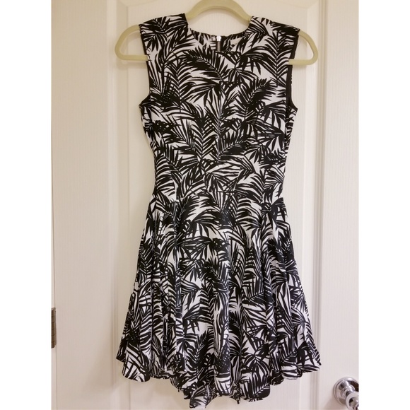 black leaf print dress